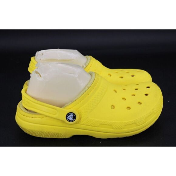 CROCS LINED CLOGS SLIP ON SHOES Size Men's 5 Women's 7 Yellow - Picture 6 of 11